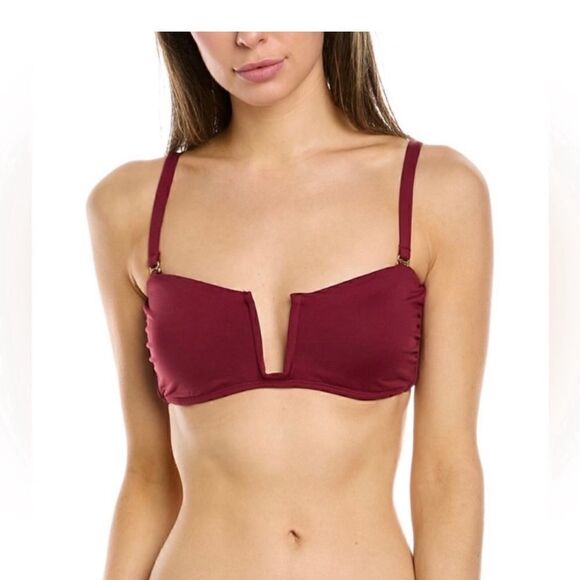 Andie Swim Cartagena Bikini Swim Top Size Small V-Neck Bandeau - Picture 1 of 8
